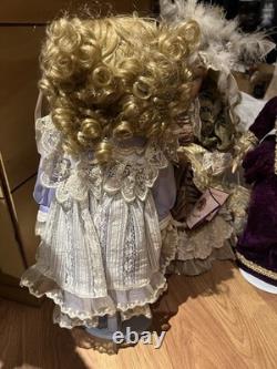 Beautiful Set of 4 Vintage Porcelain Dolls Elegant Victorian Style