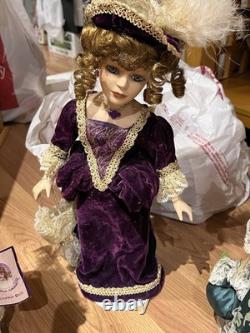 Beautiful Set of 4 Vintage Porcelain Dolls Elegant Victorian Style