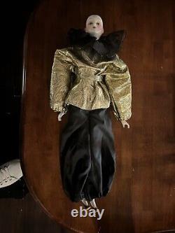 Beautiful Vintage (Music Wind Up) Harlequin 26 Doll Has Porcelain Head, Limbs