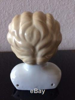 Beautiful Vintage Porcelain Blonde Doll Head and Shoulders Marked Germany #6