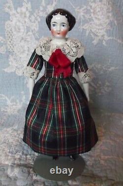 Beautiful china porcelain doll, hairstyle 1860, full dressed