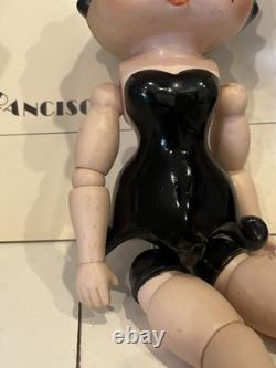 Betty Boop Vintage Porcelain Doll 11 1982 Jointed Arms And Legs Black Dress