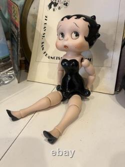 Betty Boop Vintage Porcelain Doll 11 1982 Jointed Arms And Legs Black Dress