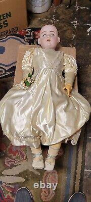 Big large 30 Antique DEP Germany Bisque porcelain Child Baby Doll needs work