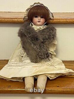 Bisque/ Porcelain Armand Marseille Lilly Doll withfur stole wrap Vintage/Antique