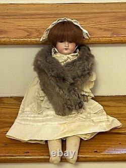 Bisque/ Porcelain Armand Marseille Lilly Doll withfur stole wrap Vintage/Antique