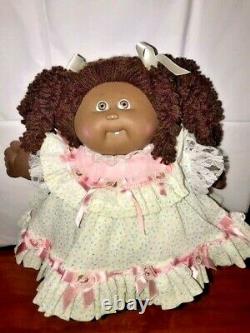 Cabbage Patch Kids AFRICAN AMERICAN Popcorn HAIR-RARE PORCELAIN CPK DRESS