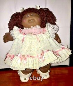 Cabbage Patch Kids AFRICAN AMERICAN Popcorn HAIR-RARE PORCELAIN CPK DRESS