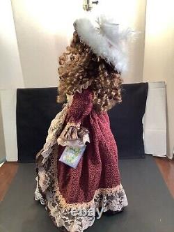 Cathay Collection Victorian Porcelain Doll Brown Lace Dress Coat Hat 20 Tall