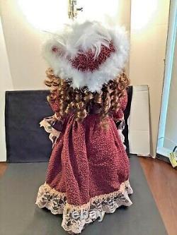 Cathay Collection Victorian Porcelain Doll Brown Lace Dress Coat Hat 20 Tall