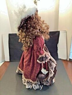 Cathay Collection Victorian Porcelain Doll Brown Lace Dress Coat Hat 20 Tall