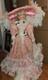 Charlotte By Rustie Large Porcelain Doll Pink Victorian Dress Feathered Hat