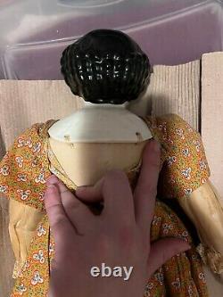 China Head Doll Flat Top Red Lips Antique Porcelain Curls Reproduction