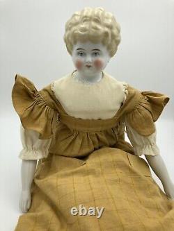 Civil War Era CHINA HEAD High Brow DOLL 25 Blond Hair