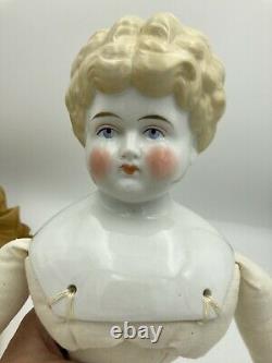 Civil War Era CHINA HEAD High Brow DOLL 25 Blond Hair