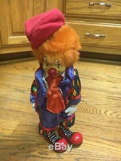 Clown Porcelain Doll Wind Up Musical Animated Moving 13 Vintage Adorable