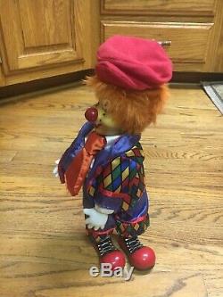 Clown Porcelain Doll Wind Up Musical Animated Moving 13 Vintage Adorable