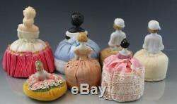 Collection 7 Porcelain Vintage Pin Cushion Half Dolls German & Japan