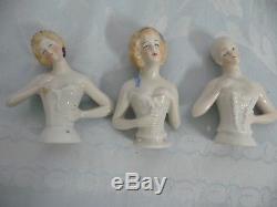 Collection Of 19 Vintage/antique Porcelain Half Dolls, Most German