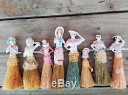 Collection Vintage Porcelain Half Whisk Broom Doll Antique 8 estate lot rare 30s