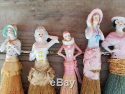 Collection Vintage Porcelain Half Whisk Broom Doll Antique 8 estate lot rare 30s