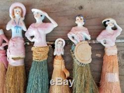 Collection Vintage Porcelain Half Whisk Broom Doll Antique 8 estate lot rare 30s