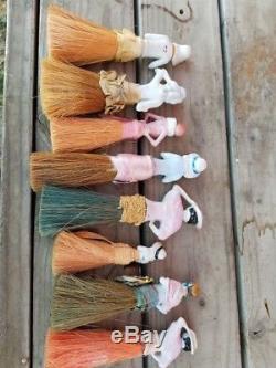 Collection Vintage Porcelain Half Whisk Broom Doll Antique 8 estate lot rare 30s