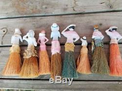 Collection Vintage Porcelain Half Whisk Broom Doll Antique 8 estate lot rare 30s