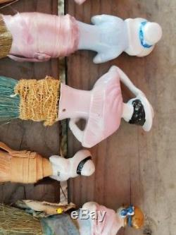 Collection Vintage Porcelain Half Whisk Broom Doll Antique 8 estate lot rare 30s