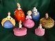 Collection Of 7 Vintage Ceramic Dresser/powder Boxes With Half-doll Lids