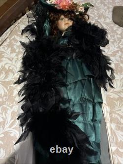 Cr. 1980 Dynasty Doll Collection Porcelain 26inch Tall Doll in Green Gown Rare