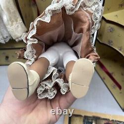 Cracker Barrel Rare Vintage Porcelain Doll Trunk Armoire Bed Clothes Carry Case