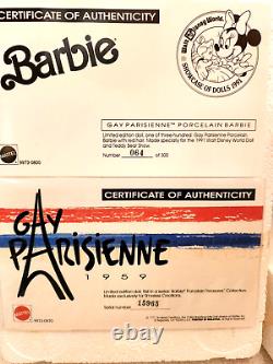 DISNEY Gay Parisienne BARBIE DOLL 64 MATTEL NRFB 1991 Lim Ed COA Pin Box Shipper