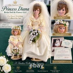 Danbury Mint Princess Diana Bride Doll & Flower Girl Royal Wedding COA Vintage