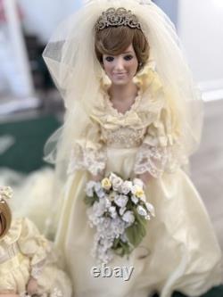 Danbury Mint Princess Diana Bride Doll & Flower Girl Royal Wedding COA Vintage