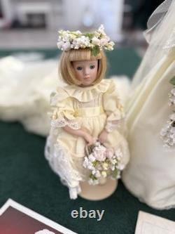 Danbury Mint Princess Diana Bride Doll & Flower Girl Royal Wedding COA Vintage