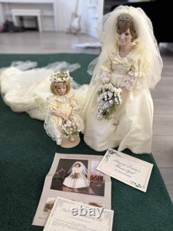 Danbury Mint Princess Diana Bride Doll & Flower Girl Royal Wedding COA Vintage