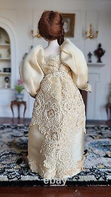 Dollhouse Miniature Artisan Vintage Woman Porcelain Doll Wedding Gown 112