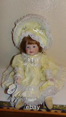 Dolls by Jeri All Porcelain Doll Jointed Very Limited Vintage Yellow Dress