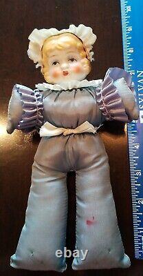 Early 1900's Vintage Porcelain Doll Head And Cloth Body