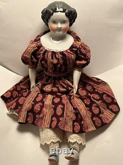 Early Antique 28 Large Black Hair China Doll German 1860's China Beautiful