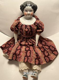 Early Antique 28 Large Black Hair China Doll German 1860's China Beautiful