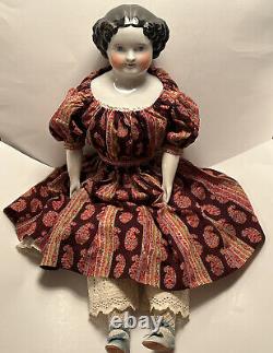 Early Antique 28 Large Black Hair China Doll German 1860's China Beautiful