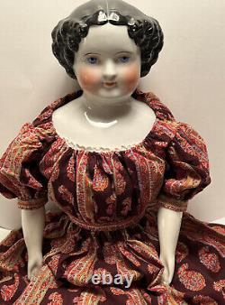 Early Antique 28 Large Black Hair China Doll German 1860's China Beautiful