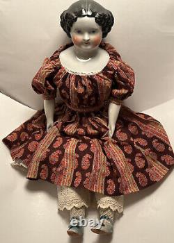 Early Antique 28 Large Black Hair China Doll German 1860's China Beautiful