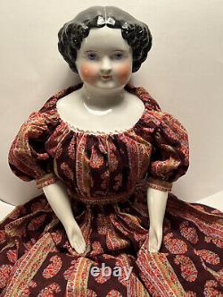 Early Antique 28 Large Black Hair China Doll German 1860's China Beautiful