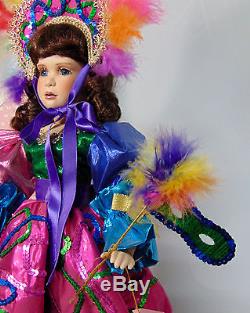 Effanbee Porcelain 20 MARDI GRAS DOLL Limited Edition #213 Masquerade Mask P210