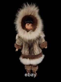 Eskimo Porcelain Doll Vintage Real Fur