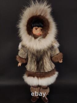 Eskimo Porcelain Doll Vintage Real Fur