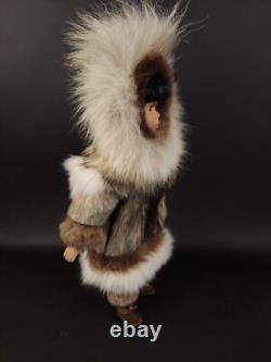 Eskimo Porcelain Doll Vintage Real Fur